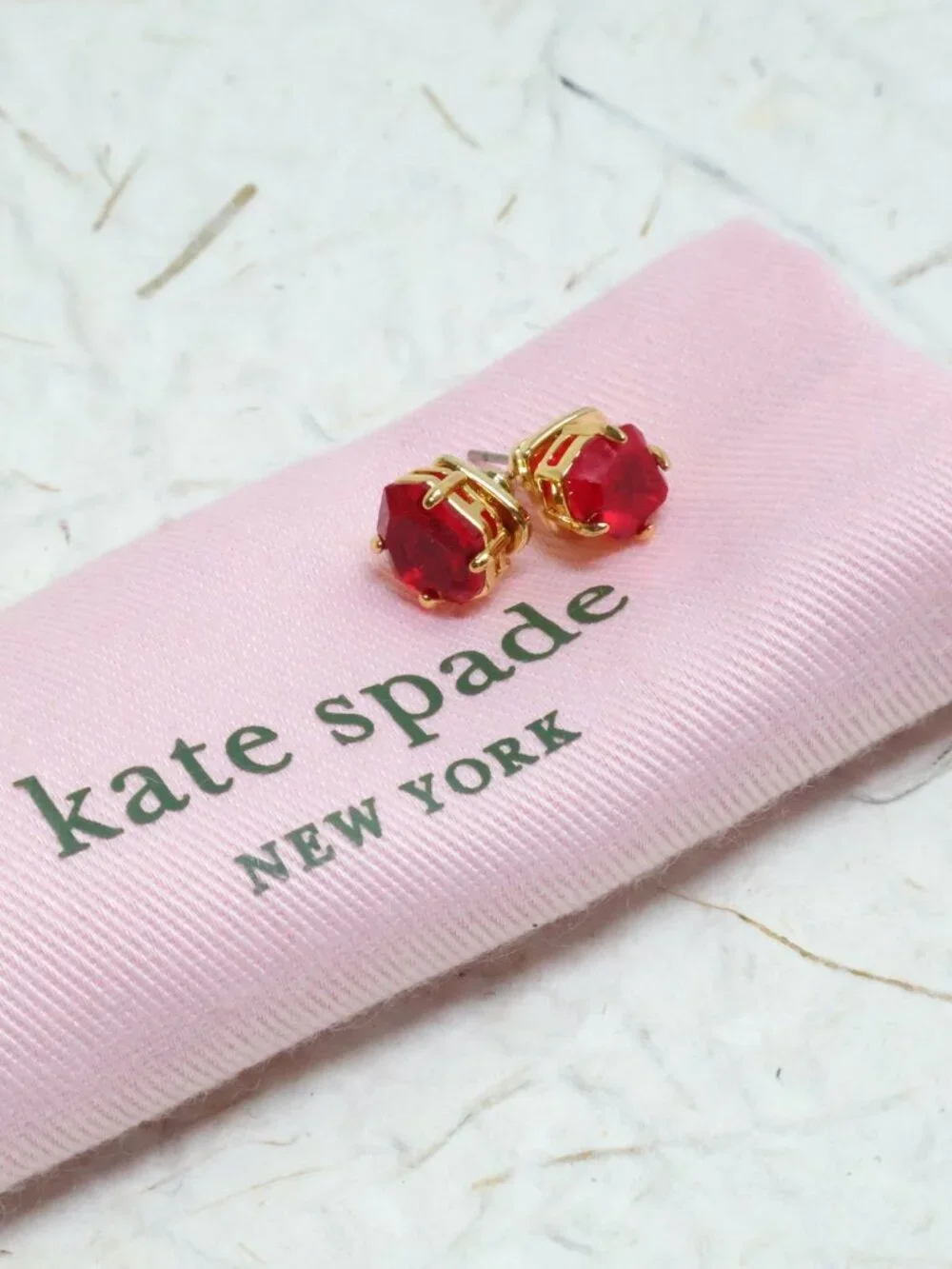 Kate Spade Treasure Trove Gold Stud Earrings - Pink Sand